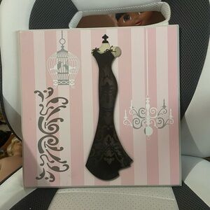 Black Dress Wall Art on Pink Striped Background( Paris )